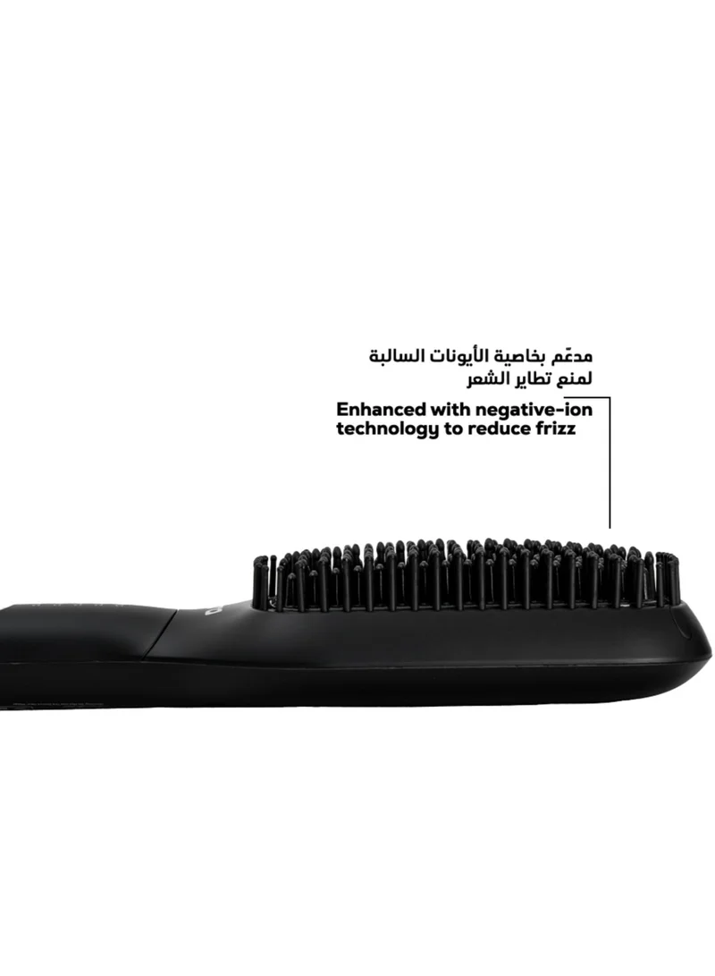 Clara  Clara Sleek Hot Brush Large Thermal Hair Brush, Negative Ion Anti-Frizz Hair Straightening Brush, 5 Heat Settings, Auto Shut-Off 45 Min, 360° Swivel Cord, Type G Plug, 560W, Black Black for Women | Best Price UAE