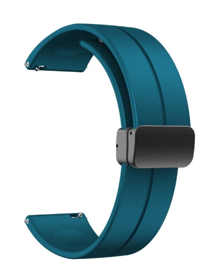 （2 pcs）22MM Straps Compatible with Huawei Watch GT5(46MM)/GT4(46MM)/GT3(46MM)/GT3 Pro(46MM)/GT2(46MM)/GT2e(46MM)/GT/GT Runner,Huawei Watch 4/4 Pro/3/3 Pro,Honor Watch 4 Pro/GS3/Magic Watch 2,Soft Silicone Band With Magnetic Buckle for Men,Women,Blue/Turquoise - Image 3