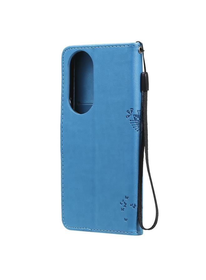 S-TOP Case For Huawei P50 Tree & Cat Pattern Pressed Printing Horizontal Flip PU Leather Case with Holder & Card Slots & Wallet & Lanyard - Image 3