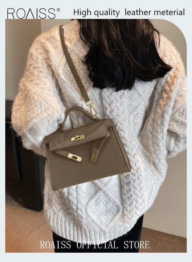 roaiss Retro Handle Satchel with Detachable Strap for Women Casual Shoulder Kelly Bag Ladies Crossbody Bags with Lock Closure - Image 5