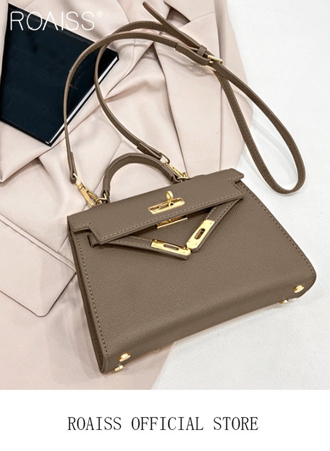 roaiss Retro Handle Satchel with Detachable Strap for Women Casual Shoulder Kelly Bag Ladies Crossbody Bags with Lock Closure - Image 2