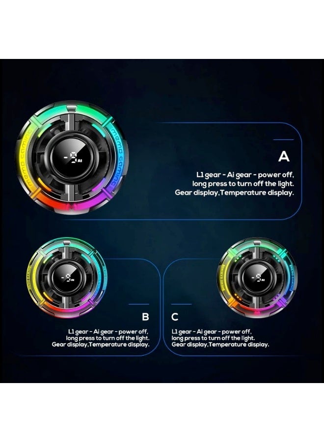 ميمو MEMO CX15 Digital Display Mobile Game Cooling Fan Colorful Led Light Phone Cooler With Four Types RGB Light - Image 4