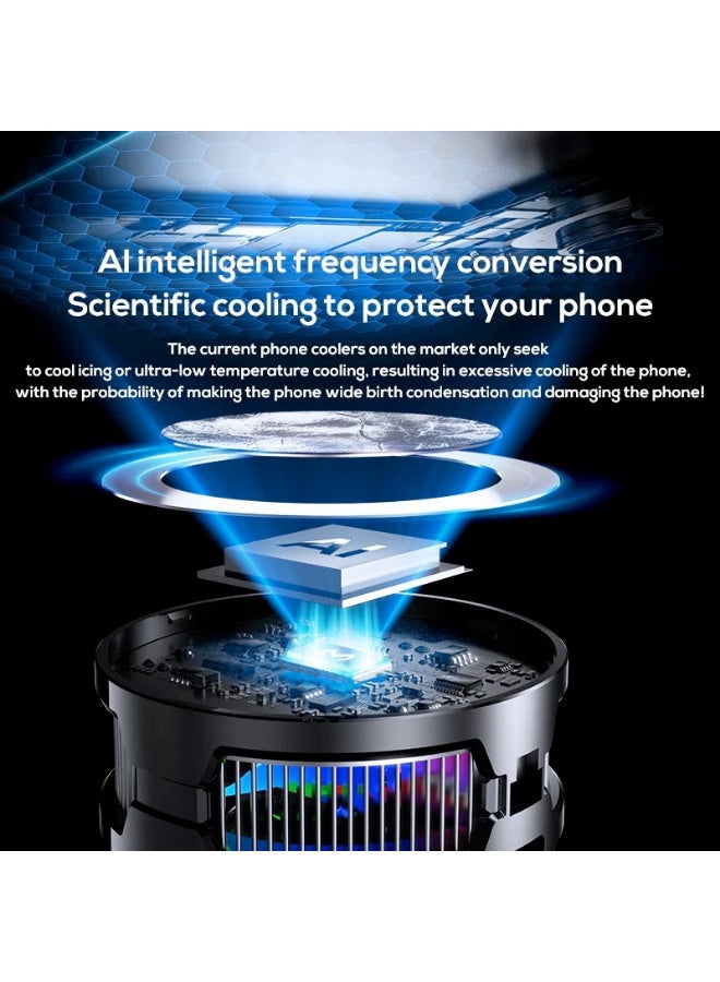 ميمو MEMO CX15 Digital Display Mobile Game Cooling Fan Colorful Led Light Phone Cooler With Four Types RGB Light - Image 5