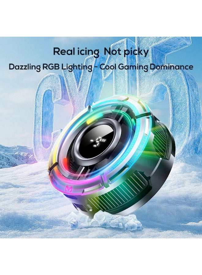 ميمو MEMO CX15 Digital Display Mobile Game Cooling Fan Colorful Led Light Phone Cooler With Four Types RGB Light - Image 2