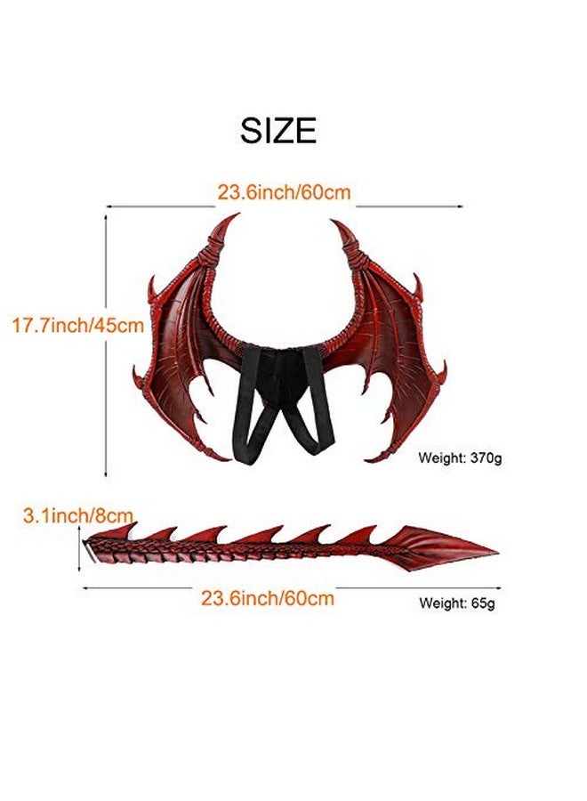 Alodidae Dragon Costumes Set Devil Wings Demon Tail Dino Mask for Halloween Masquerade Party Cosplay (Red) - Image 4