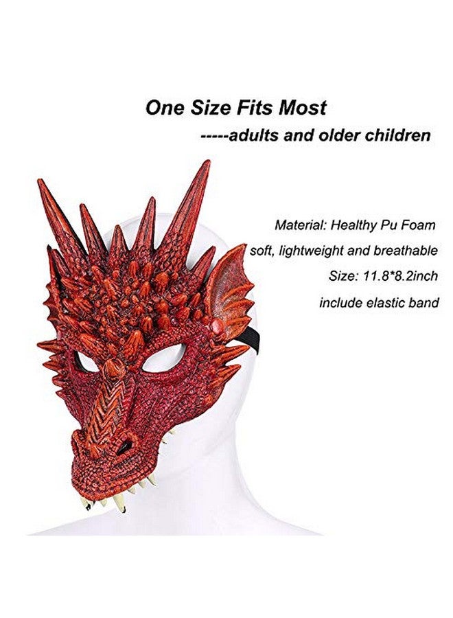 Alodidae Dragon Costumes Set Devil Wings Demon Tail Dino Mask for Halloween Masquerade Party Cosplay (Red) - Image 3