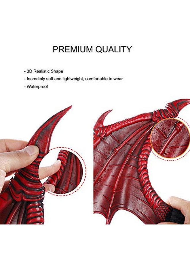 Alodidae Dragon Costumes Set Devil Wings Demon Tail Dino Mask for Halloween Masquerade Party Cosplay (Red) - Image 5