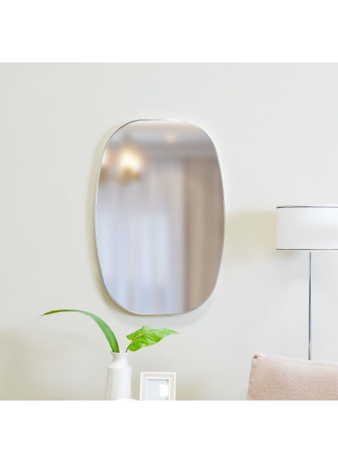DANUBE HOME Danube Home Petite Squared Oval Frame Mirror | Modern Wall Mounted Mirror Decorations For Vanity, Living Room, Bedroom And Bathroom 60X90X2.8 Cm Brushed Silver  - Image 1