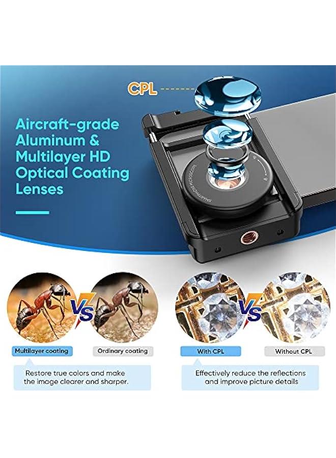 APEXEL Phone Macro Lens Digital Microscope Lens for Smartphone Micro Camera with LED Fill s CPL Filter Universal Mounting Clip Replment for iPhone Samsung Phones - Image 5