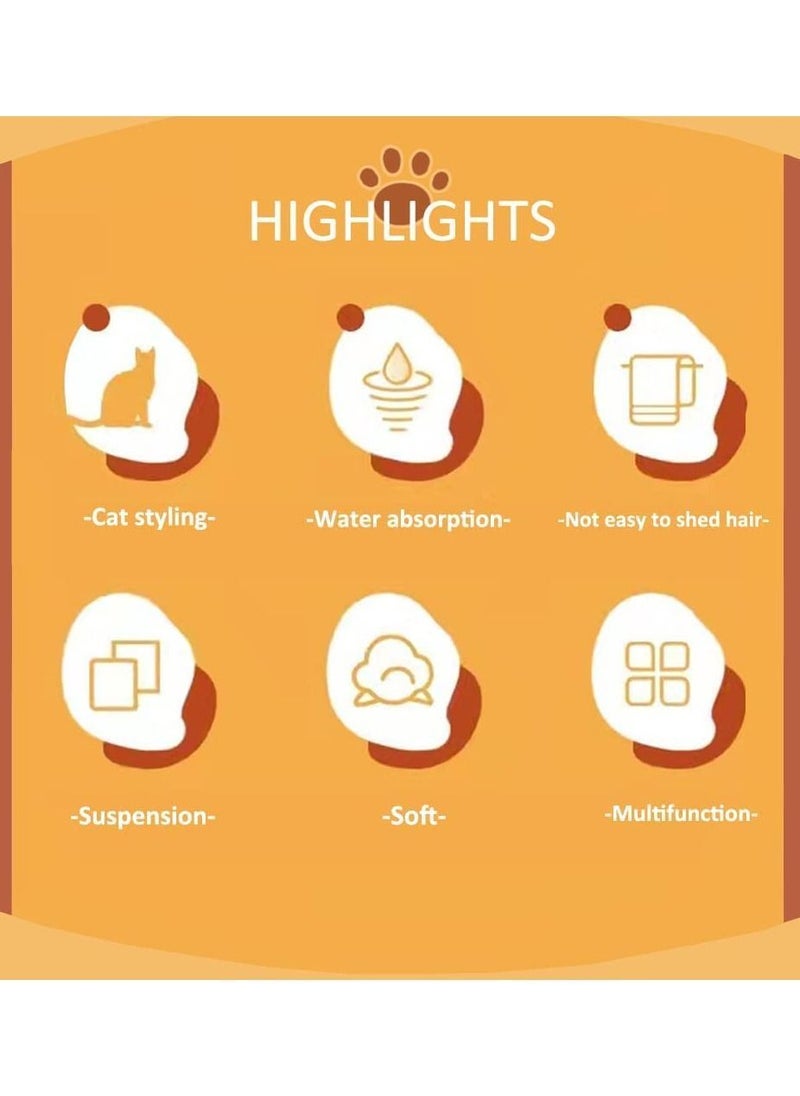 Y&D Cute Cat Hand Towel, Dry Kitchen Towel Bathroom Household Coral Velvet Soft Orange for Children  - Image 4
