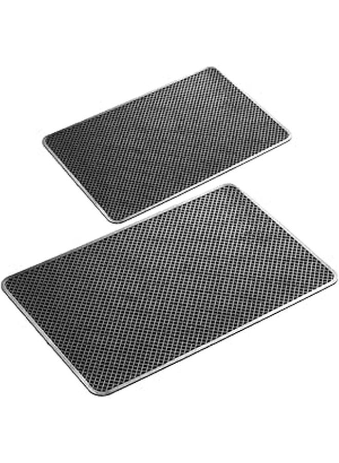 2Pcs Universal Car Dashboard Mat Non Slip Pad Holder For Phone Keys Sunglasses Black - Image 1