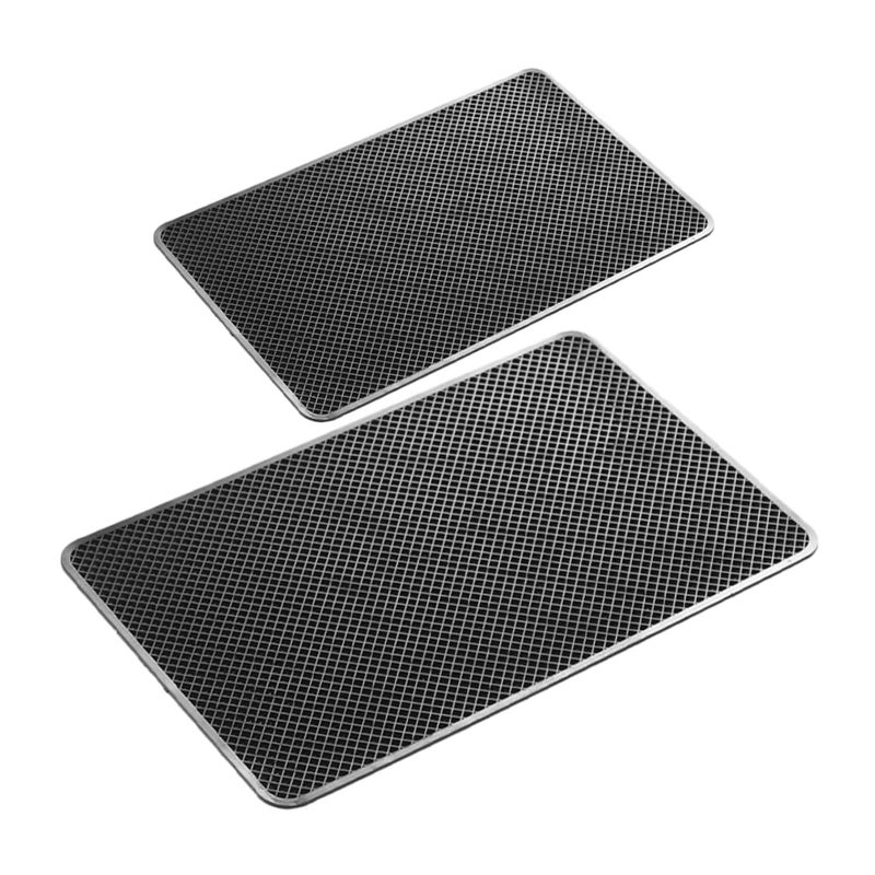 2Pcs Universal Car Dashboard Mat Non Slip Pad Holder For Phone Keys Sunglasses Black - Image 2
