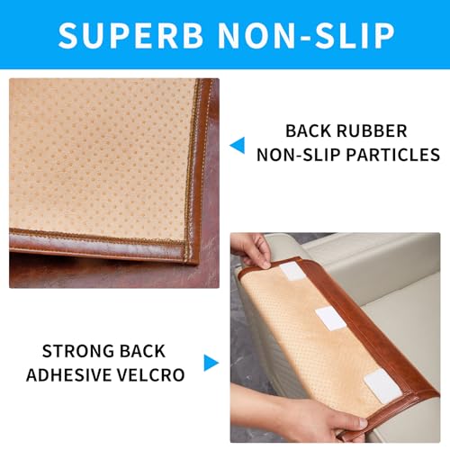 Hittun Non Slip Recliner Headrest Protector Washable Faux Leather Headrest Covers for Recliner Chair Waterproof Couch Head Rest Covers for Sofa,Furniture,Office Chair,Theater Seat - Image 2