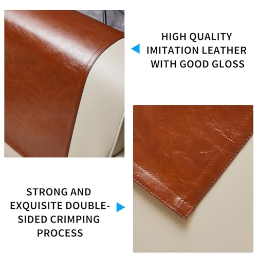 Hittun Non Slip Recliner Headrest Protector Washable Faux Leather Headrest Covers for Recliner Chair Waterproof Couch Head Rest Covers for Sofa,Furniture,Office Chair,Theater Seat - Image 5