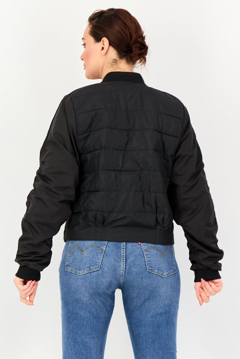 Andrew Marc Women Solid Bomber Jacket, Black - Image 3