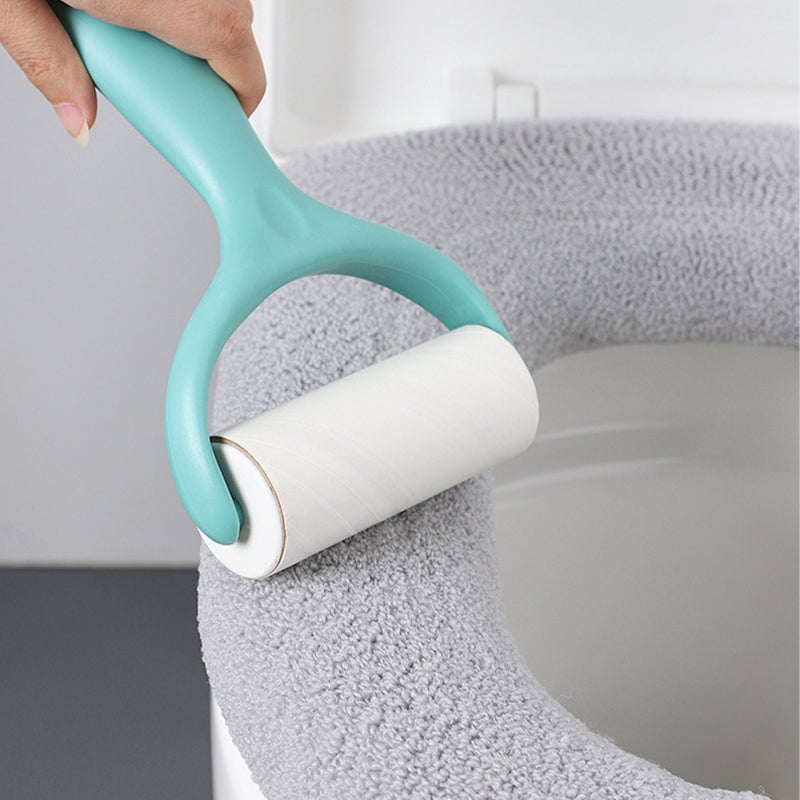 Washable Toilet Seat Cover Dark Green Polyester Warm Sanitary Convenient Strap Toilet Seat Cushion for All Season Bathroom Use - Image 5