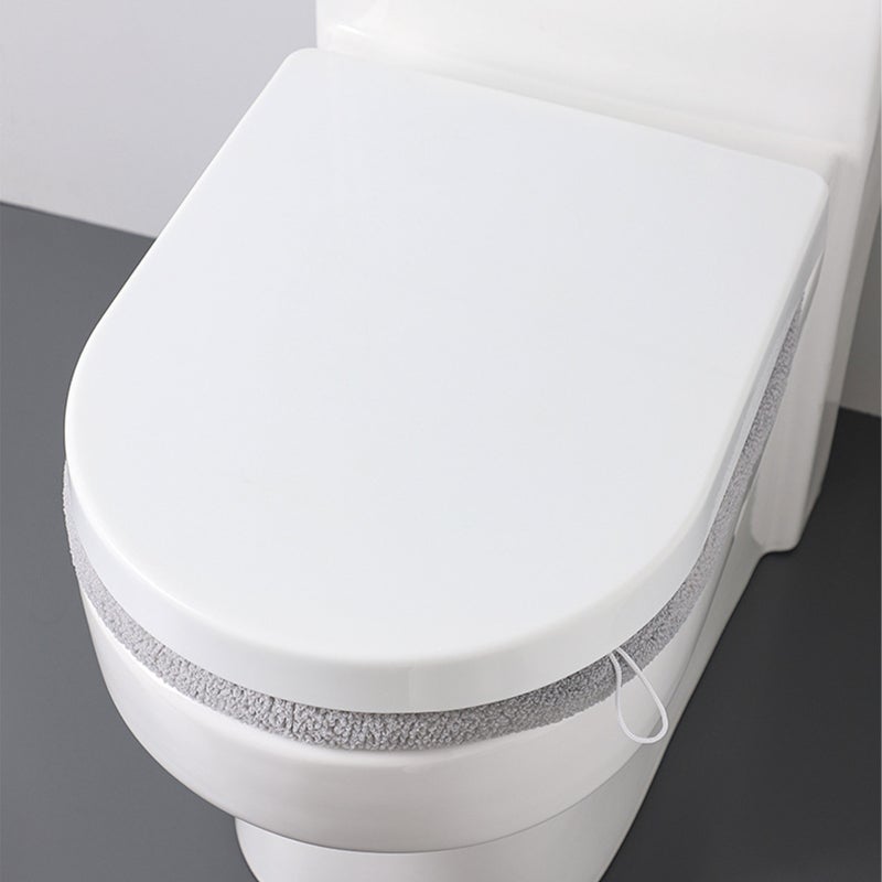 Washable Toilet Seat Cover Dark Green Polyester Warm Sanitary Convenient Strap Toilet Seat Cushion for All Season Bathroom Use - Image 4