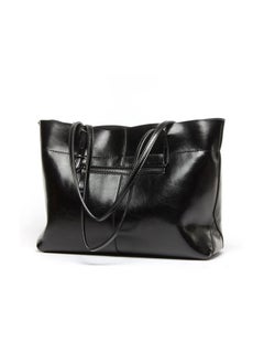 Genuine Leather Tote Shoulder Bag Black