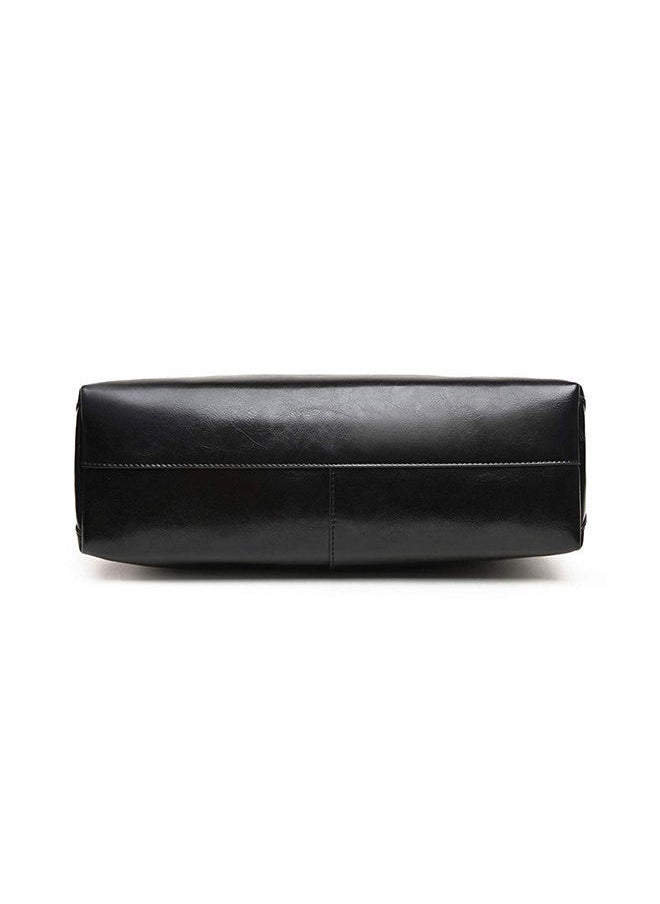NIBEMINENT - Genuine Leather Tote Shoulder Bag Black - Image 1