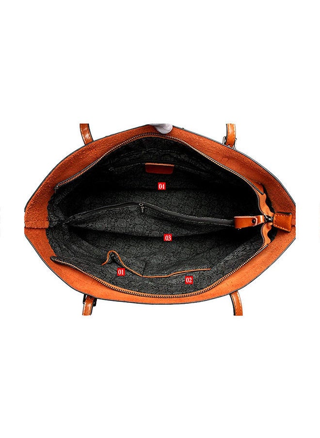 NIBEMINENT - Genuine Leather Tote Shoulder Bag Black - Image 1