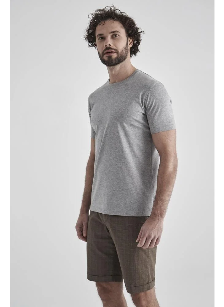 Bisse Men's Crew Neck T-Shirt GRAY TS22YNOS001_D55