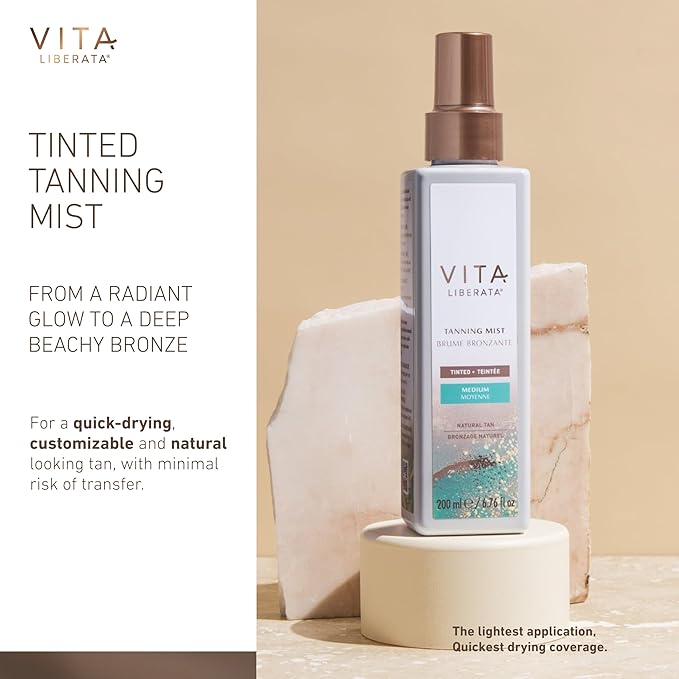 Vita Liberata رذاذ التسمير الذاتي من فيتا ليبراتا بلون متوسط مخصص للوجه والجسم بتركيبة سريعة الجفاف مصنوعة من الجلسرين العضوي ومستخلص الخيار 200 مل - Image 2