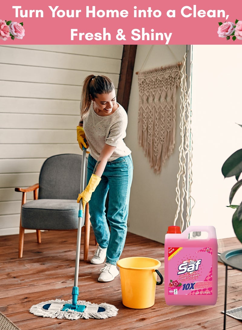 Saf Floor Cleaner Rose 5L | Powerful & Effective All-Purpose Floor Cleaner | Long-Lasting Fresh Rose Fragrance - Image 4