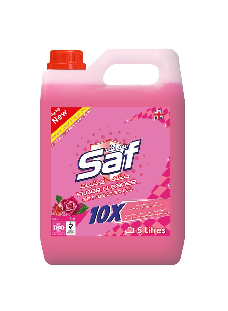 Saf Floor Cleaner Rose 5L | Powerful & Effective All-Purpose Floor Cleaner | Long-Lasting Fresh Rose Fragrance - Image 1