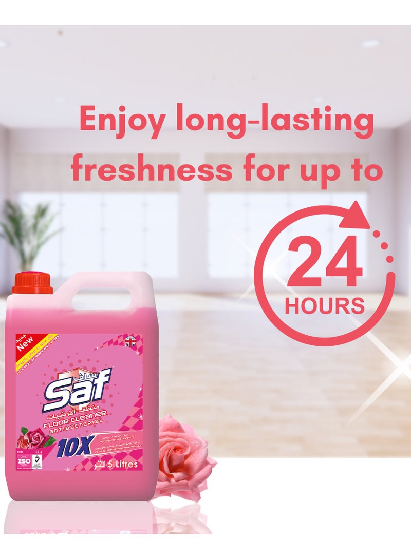 Saf Floor Cleaner Rose 5L | Powerful & Effective All-Purpose Floor Cleaner | Long-Lasting Fresh Rose Fragrance - Image 2