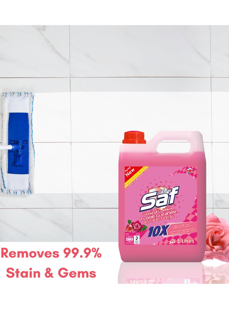Saf Floor Cleaner Rose 5L | Powerful & Effective All-Purpose Floor Cleaner | Long-Lasting Fresh Rose Fragrance - Image 3