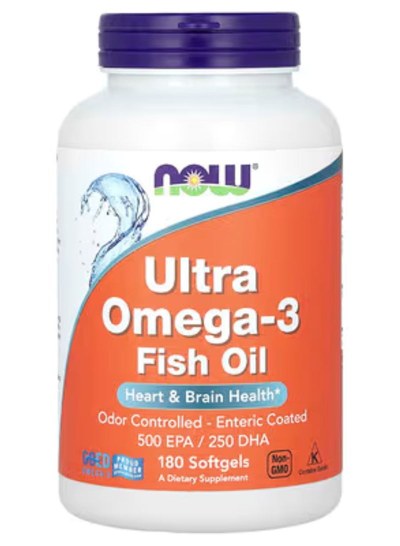 NOW Foods, Ultra Omega-3 Fish Oil, 180 Softgels - Image 1
