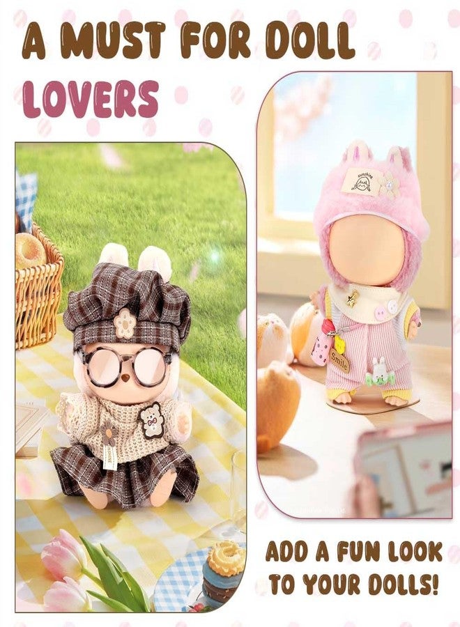 WALLFID 4-Piece Outfit Set for 17cm Dolls, Fashion Outfit with Hat, Top, Pants & Accessories, Vintage Brown - Image 5