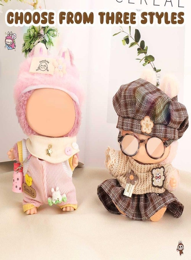 WALLFID 4-Piece Outfit Set for 17cm Dolls, Fashion Outfit with Hat, Top, Pants & Accessories, Vintage Brown - Image 2