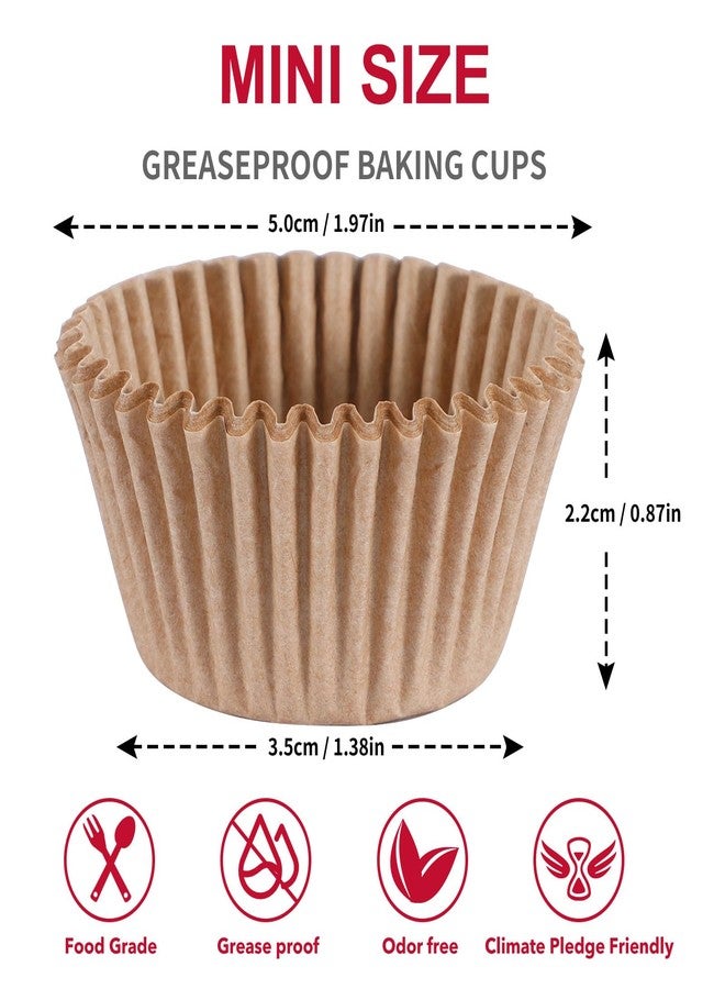 Caperci [300Pcs] Odorless Mini Cupcake Liners for Baking - Greaseproof Paper Muffin Baking Cups for Wedding Birthday Party Baby Shower Festivals (Natural) - Image 4