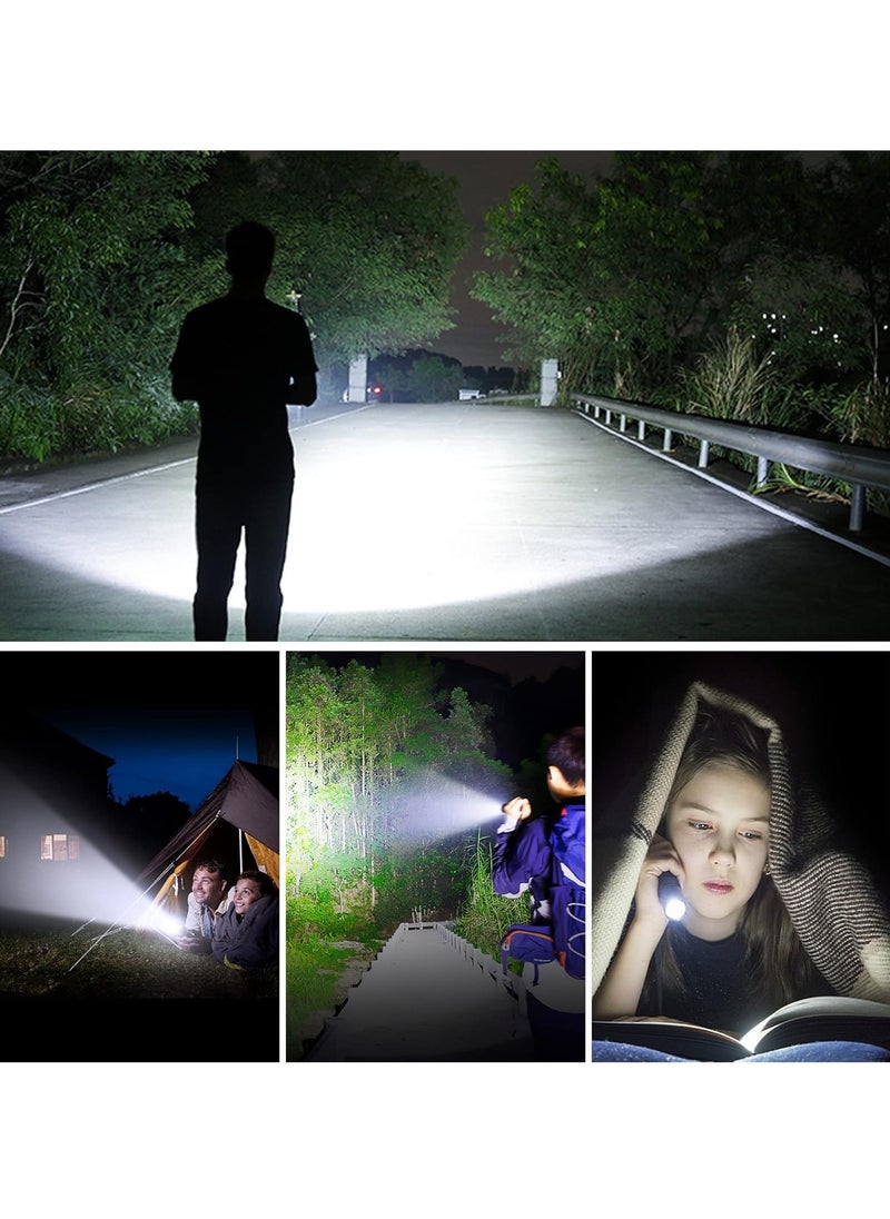 Rechargeable LED flashlight with 10000 high lumens, ultra bright tactical flashlight with 5 modes, powerful scalable flashlight, waterproof handheld flashlight for hiking emergencies
