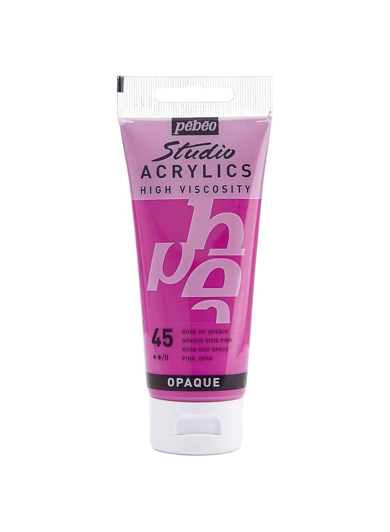 Pebeo أنبوب طلاء أكريليك ستوديو أكريليك 100 مل محتوى وردي زاهي غير شفاف - Image 1