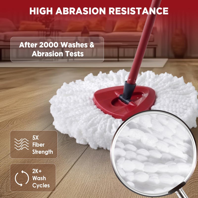 Exovyn Mop Head Replacement for O-Cedar Easy Wring 1-Tank Systemï¼ŒExovyn Spin Mophead Replacementsï¼ŒMicrofiber 6 Pack 360Â° Swivel Mop Refillsï¼ŒDeep Clean,Easy Cleaningï¼ŒMachine Washable and Easy to Replace - Image 3