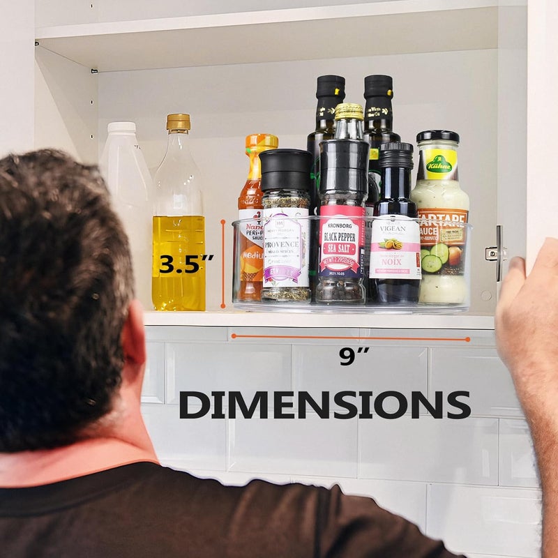 Slow Slog Lazy Susan Organizer, 2pcs 360 Degree Rotating Turntable Organizer, Round Plastic Clear Lazy Susan Turntable Food Storage Container for Kitchen, Fridge Organizer - Image 5