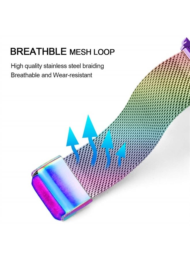 DEALELE Strap Compatible with iWatch 42mm 44mm 45mm, Stainless Steel Metal Mesh Replacement Bands for Apple Watch Series 7 / SE / 6/5 / 4/3 Women Men, Rainbow - Image 4