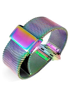 DEALELE Strap Compatible with iWatch 42mm 44mm 45mm, Stainless Steel Metal Mesh Replacement Bands for Apple Watch Series 7 / SE / 6/5 / 4/3 Women Men, Rainbow  - Image 2