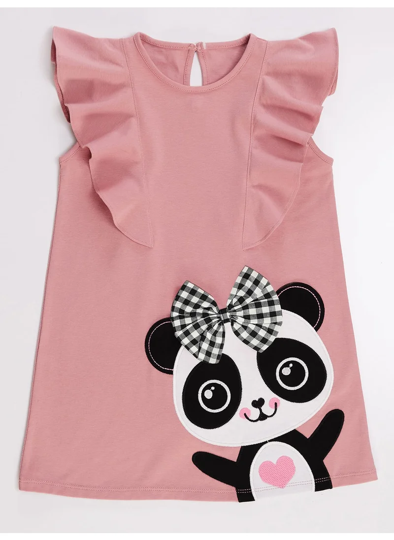 Denokids Panda Ruffle Detailed Girl Dress