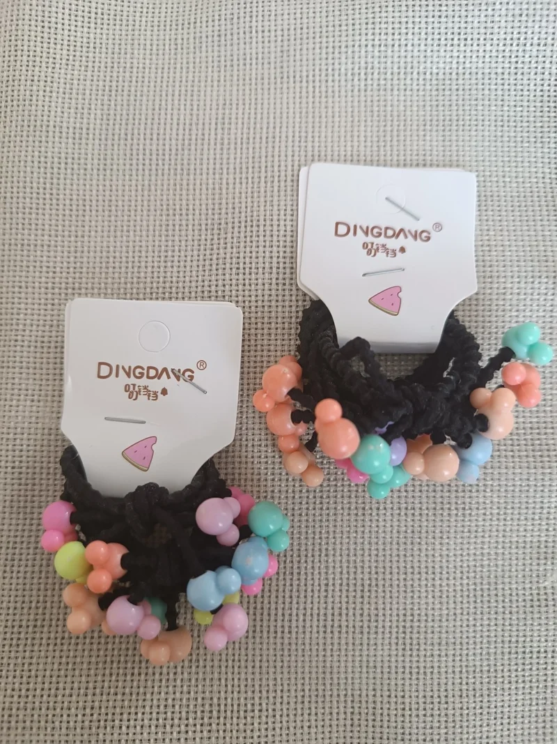 Efna Store 2 Pack Mickey Figured Beaded Mixed Color 4-Piece Elastic Buckle