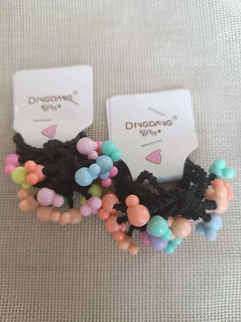 Efna Store 2 Pack Mickey Figured Beaded Mixed Color 4-Piece Elastic Buckle
