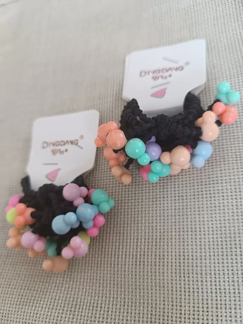 Efna Store 2 Pack Mickey Figured Beaded Mixed Color 4-Piece Elastic Buckle
