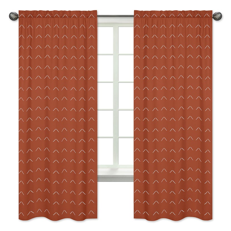 Sweet Jojo Designs Sweet Jojo Designs Boho Arrow Window Treatment Panels Curtains  Set of 2  Ivory Burnt Orange Rust Off White Farmhouse Southwest Shabby Chic Tribal Designer Neutral Bohemian Diamond Tuft Collection 