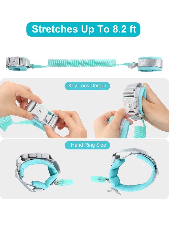 Toddler Safety Harness Walking Leash, Anti Lost Wrist Link, Child Leash Secure Harness with Key Lock, Safety Wrist Leash for Kids Baby Boys and Girls 5 feet(blue) - Image 3
