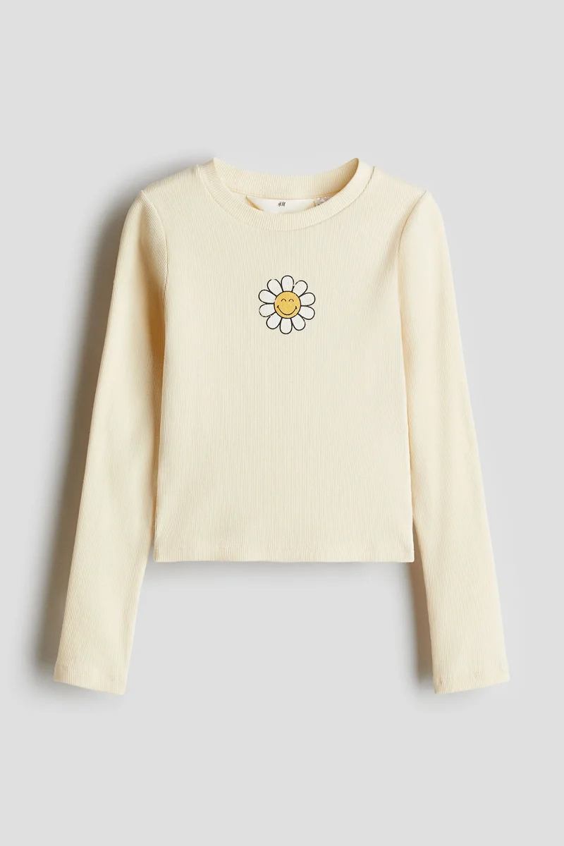 اتش اند ام بلوزة من الجيرسيه مزينة بطبعة