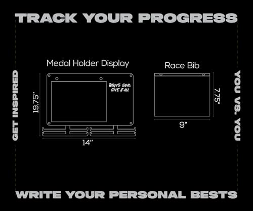 BLAUBECK Medal Hanger Display for Runners, Marathon Medal Holder Display Wall Hanger and Race Bib Boards Holder with Chalkboard Marker - Holds up to 50 Medals, 40 Race Bibs - Image 3