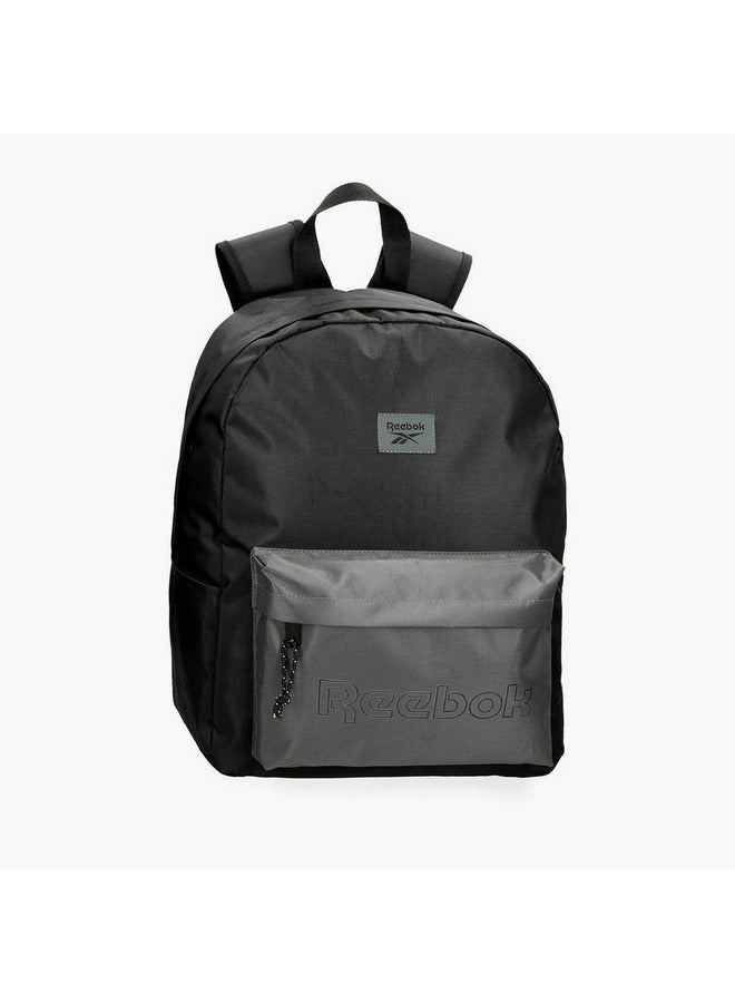 ريبوك حقيبة ظهر مدرسية بطبعة شعار مع أحزمة قابلة للتعديل وإغلاق بسحاب - Image 1