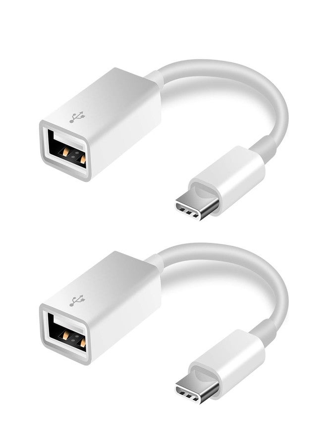 FLEAVER 2 Pack USB C to USB 2.0 Adapter Type-C OTG Cable Type C Male to USB A Female Adapter Compatible with Pro/Air 2019 2018 2017,S20 S20+ Ultra Note 10 S9 S8 (White) - Image 1